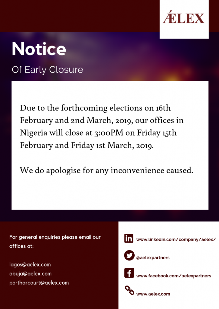 NOTICE OF EARLY CLOSURE - ǼLEX Legal